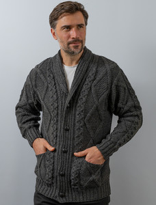 Men's Shawl Neck Cardigan - Charcoal