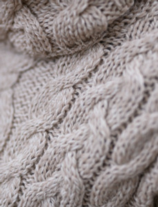 Detail of Womens Turtleneck Cable Knit Sweater - Natural White