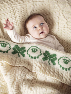Merino Sheep & Shamrock Baby Throw - White