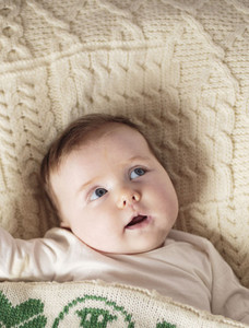 Merino Wool Patchwork Baby Throw - Natural White