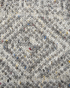 Women's Fair Isle Long Hooded Coatigan with Celtic Knot Zipper Pull - Grey