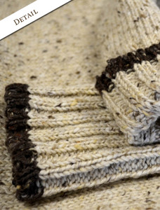 Sleeve Detail of Men's Wool Hoodie with Pouch Pocket - Grey