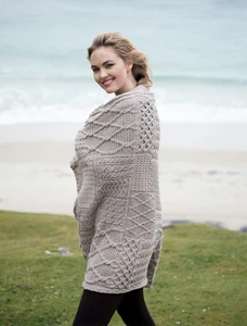 Merino Aran Patchwork Throw - Wicker
