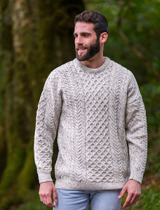 Men's Merino Aran Sweater - Aran Nep