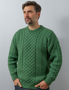 Men's Merino Aran Sweater - Kiwi