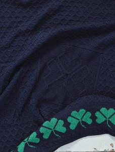 Medium Merino Shamrock Throw - Navy & Green