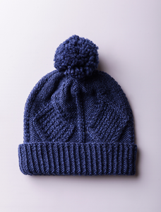 Handknit Aran Ski Hat - Nightshade