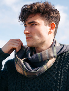 Merino Luxury Wool Scarf - Charcoal Tan Green