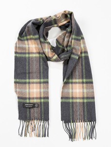 Merino Luxury Wool Scarf - Charcoal Tan Green