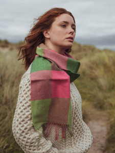 Merino Luxury Wool Scarf - Watermelon Pink Green