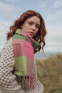 Merino Luxury Wool Scarf - Watermelon Pink Green