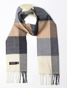 Merino Luxury Wool Scarf - Cream Grey Beige