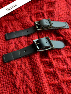 Buckle Detail of Shawl Collar Poncho with Leather Buckle Detail - Red