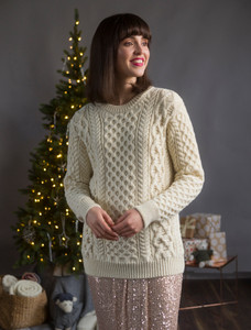 Heavyweight Merino Wool Aran Sweater - White