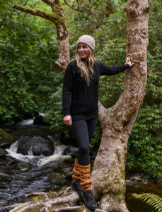 Heavyweight Merino Wool Aran Sweater - Dark knight