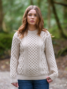 Heavyweight Merino Wool Aran Sweater - Oatmeal