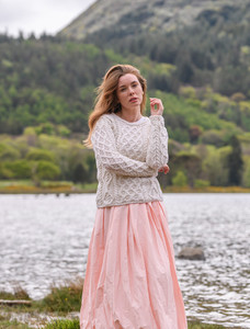 Lambay Aran Sweater for Women - White