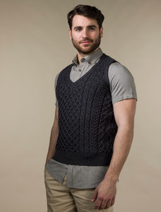 V-Neck Aran Waistcoat | Irish Sweaters | Aran Sweater Market