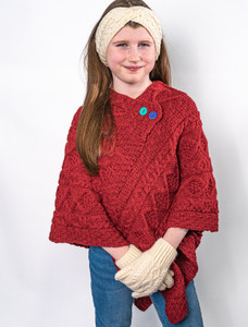 Kids Aran Poncho - Chillipepper
