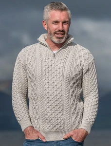 Heavyweight Merino Wool Aran Troyer - Silver Marl