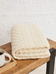 Wool Honeycomb Aran Throw - White