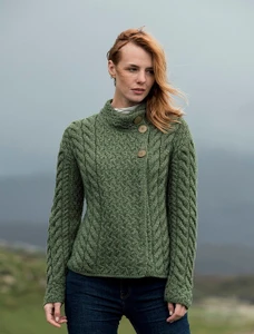 Super Soft Trellis and Cable Cardigan - Meadow Green