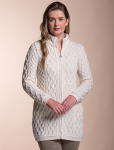 Plated Coat with Celtic Zip - Natural White