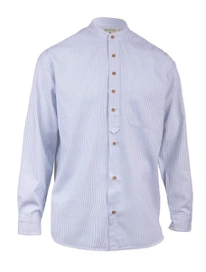 Heavyweight Grandfather Shirt - Blue Pin Stripe