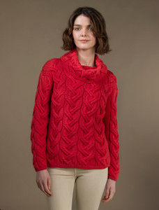 Super Soft Chunky Cable Cowl Neck Aran - Coral