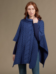 Super Soft Cowl Neck Poncho - Ink