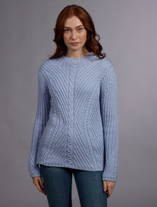 Merino Funnel Neck Ribbed Sweater - Dove Grey