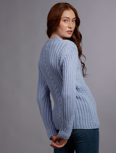 Merino Funnel Neck Ribbed Sweater - Dove Grey