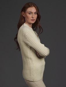 Merino Funnel Neck Ribbed Sweater - Natural White