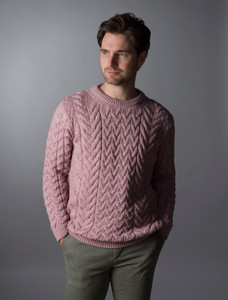 Super Soft Aran Crew Neck Sweater - Winter Rose