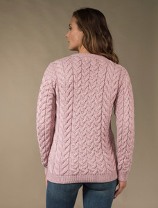 売れ筋商品|||ランズエンド ニット&セーター アウター レディース Women's Plus Size Aran Cable Crew Neck Sweater Light rose pink classic stripe Women's Aran Cable Crew Neck Sweater | Lands' End