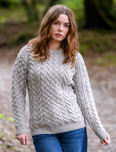 Women's Super Soft Aran Crew Neck Sweater - Toasted oat