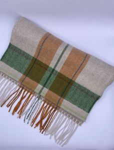 Merino Luxury Wool Scarf - Beige Orange & Green
