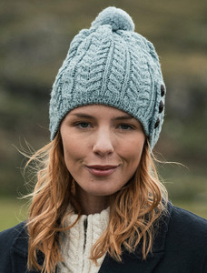 Merino Pom Pom Hat  - Mist Marl
