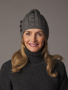 Merino Pom Pom Hat - Merino Grey