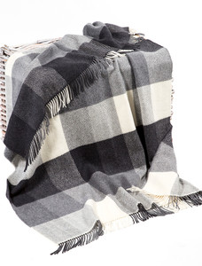 Cashmere Wool Throw - Black White Grey