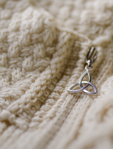 Aran Cable Knit Hoodie With Celtic Side Zip - Natural White Zip Details