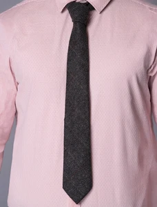 Tweed Neck Tie- Dark Grey Herringbone