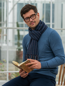 Alpaca Scarf - Navy Stripe