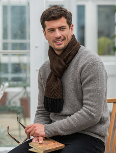 Alpaca Scarf - Brown Herringbone