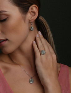 Marcasite Shamrock Connemara Marble Pendant