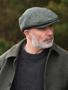 Vintage Tweed Flat Cap - Green Salt & Pepper