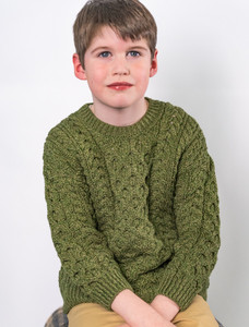 Kid's Super Soft Merino Wool Aran Sweater - Meadow Green