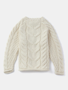 Kid's Super Soft Merino Cable Knit Aran Sweater - White