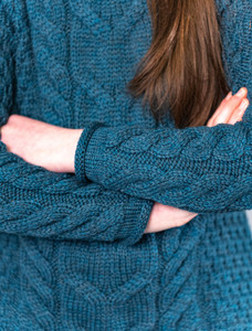 Kid's Super Soft Merino Cable Knit Aran Sweater - Irish Sea macro