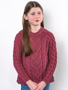 Kid's Super Soft Merino Cable Knit Aran Sweater - Jam
